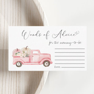Pumpkin Floral Truck Words Of Advice Baby Shower Enclosure Card
