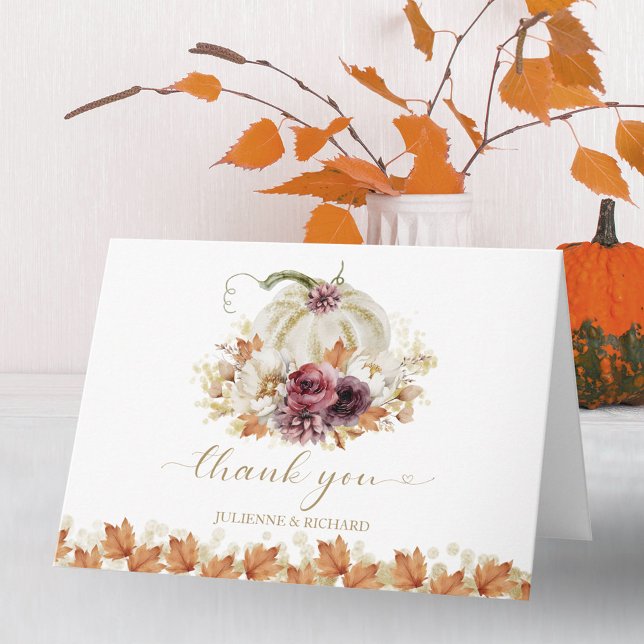 Pumpkin Floral Wedding Thank You Card (Creator Uploaded)