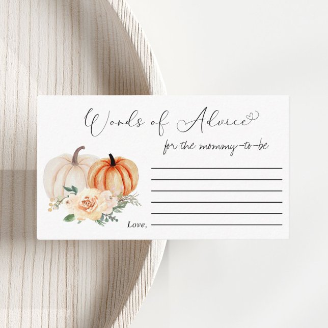 Pumpkin Floral Words Of Advice Baby Shower Enclosure Card (Creator Uploaded)
