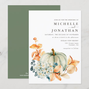 Pumpkin & Florals Wedding Invitation Fall Colours