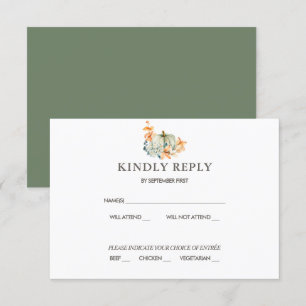 Pumpkin & Florals Wedding RSVP Fall Colours Invita Invitation