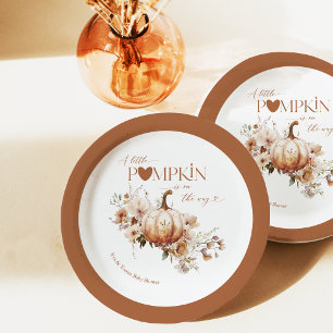 Pumpkin & Flower Boho Fall Baby Shower Paper Plate