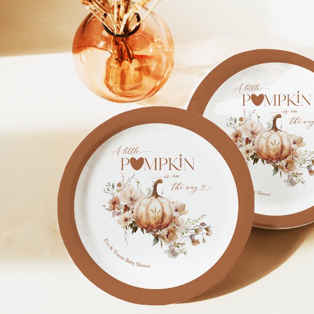 Pumpkin & Flower Boho Fall Baby Shower Paper Plate (Creator Uploaded)