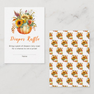 Pumpkin Flower Bouquet Baby Shower Diaper Raffle Enclosure Card