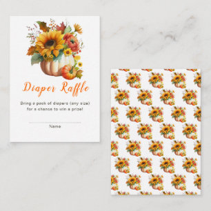 Pumpkin Flower Bouquet Baby Shower Diaper Raffle Enclosure Card