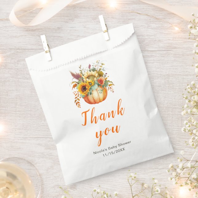 Pumpkin Flower Bouquet Baby Shower Favour Bags (Clipped)