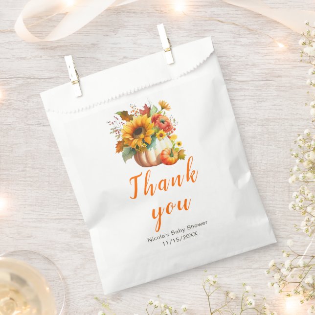 Pumpkin Flower Bouquet Baby Shower Favour Bags (Clipped)
