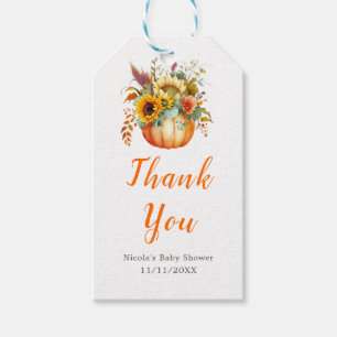 Pumpkin Flower Bouquet Baby Shower Gift Tags