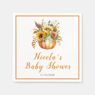 Pumpkin Flower Bouquet Baby Shower Napkin