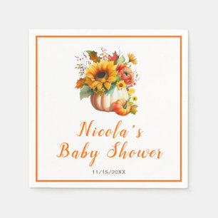 Pumpkin Flower Bouquet Baby Shower Napkin