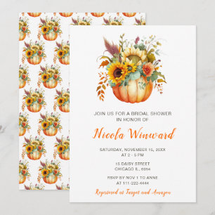 Pumpkin Flower Bouquet Bridal Shower Invitation