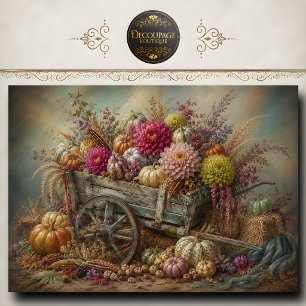 Pumpkin Flower Wagon Fall Decoupage Tissue Paper