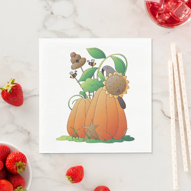 Pumpkin Flowers And Bees Napkin (Creator Uploaded)