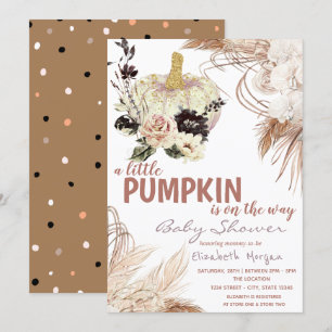 Pumpkin Flowers Pampas Grass Invitation