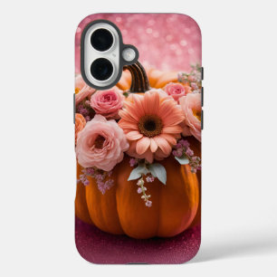 Pumpkin Flowers Pink Glitter iPhone 16 Case