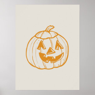 Pumpkin Folk Art Vintage Autumn Wall Print
