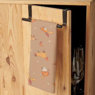 Pumpkin Food Art Doodle Pattern Fall Kitchen Towel