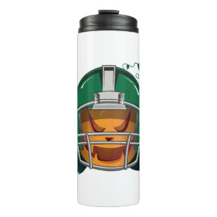 pumpkin football halloween thermal tumbler