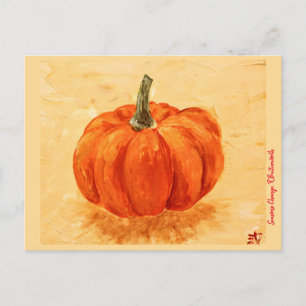 Pumpkin for Autumn, original art print Postcard
