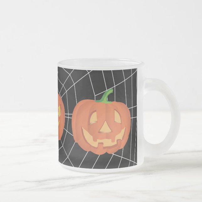 Pumpkin for Halloween 1 Frosted Glass Coffee Mug (Right)