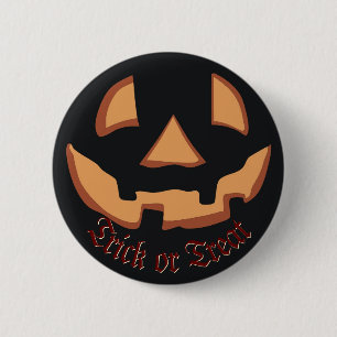 Pumpkin for Halloween in Black Button