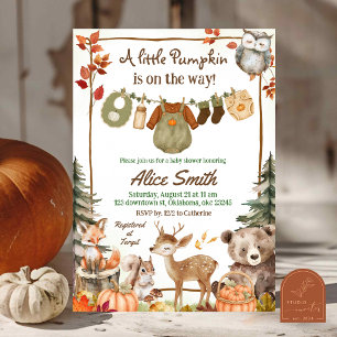 Pumpkin Forest Woodland Baby Shower Invitation