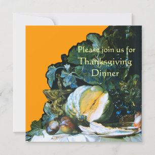 PUMPKIN ,FRUITS AND GLASSWARE Thanksgiving Dinner Invitation