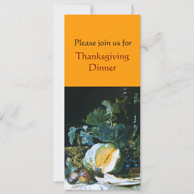 PUMPKIN , FRUITS AND GLASSWARE Thanksgiving Dinner Invitation (Front)