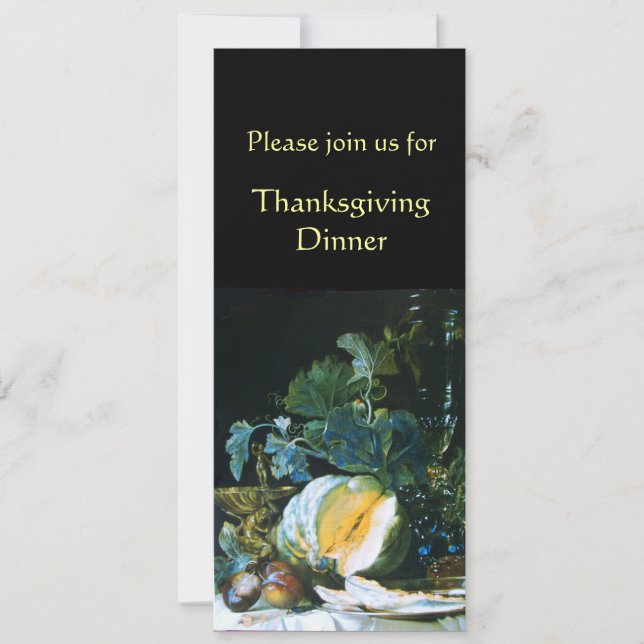 PUMPKIN , FRUITS AND GLASSWARE Thanksgiving Dinner Invitation (Front)
