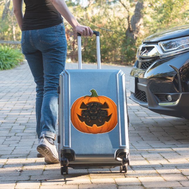 Pumpkin Full of Kittens - Cute Black Cat Halloween (Suitcase Insitu)