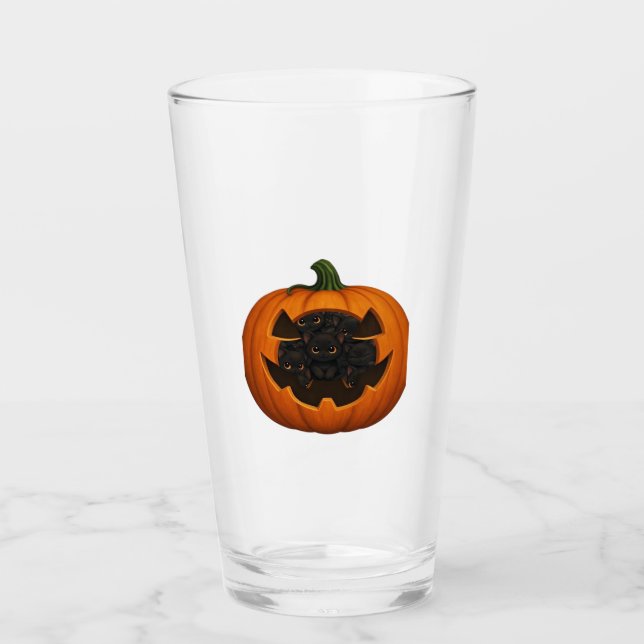 Pumpkin Full of Kittens - Cute Black Cat Halloween Glass (Front)