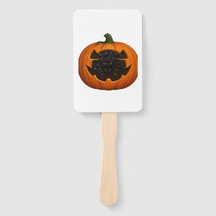 Pumpkin Full of Kittens - Cute Black Cat Halloween Hand Fan