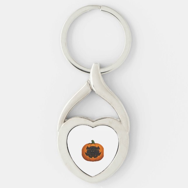 Pumpkin Full of Kittens - Cute Black Cat Halloween Key Ring (Front)