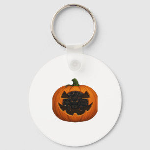 Pumpkin Full of Kittens - Cute Black Cat Halloween Key Ring