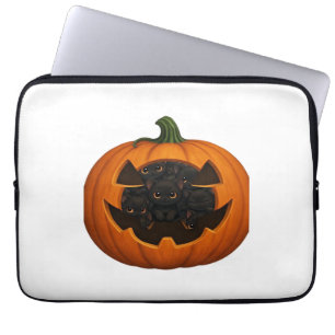 Pumpkin Full of Kittens - Cute Black Cat Halloween Laptop Sleeve