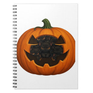 Pumpkin Full of Kittens - Cute Black Cat Halloween Notebook