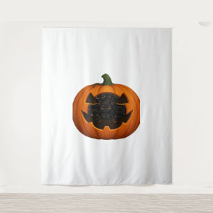 Pumpkin Full of Kittens - Cute Black Cat Halloween Tapestry
