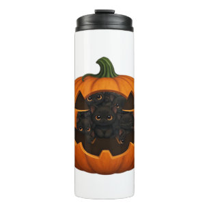 Pumpkin Full of Kittens - Cute Black Cat Halloween Thermal Tumbler