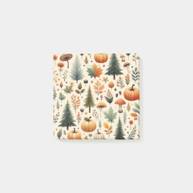 Pumpkin Fun Autumn Thanksgiving Orange Fall Leaves Post-it Notes (Front)