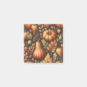 Pumpkin Fun Autumn Thanksgiving Orange Fall Leaves Post-it Notes
