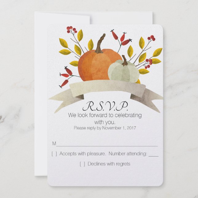 Pumpkin Fun/Thanksgiving Wedding/RSVP Invitation (Front)