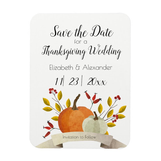 Pumpkin Fun/ Thanksgiving Wedding /Save the Date Magnet (Vertical)