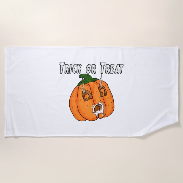 Pumpkin funny naughty gift prank Halloween Beach Towel (Front)