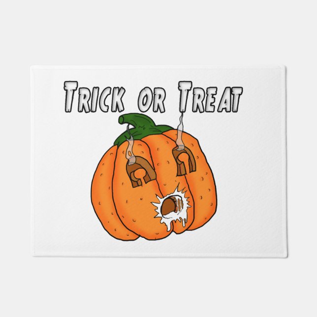 Pumpkin funny naughty gift prank Halloween Doormat (Front)
