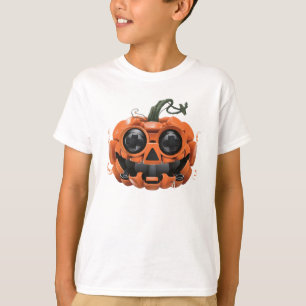 Pumpkin Gaming Controller Scary Gamer Boy Kids T-Shirt