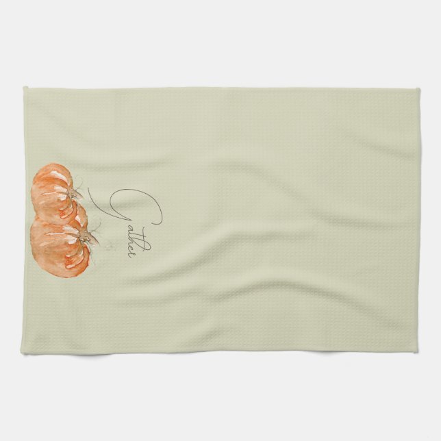 Pumpkin "Gather"  Tea Towel (Horizontal)
