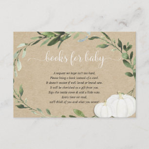 Pumpkin gender neutral kraft greenery book request enclosure card