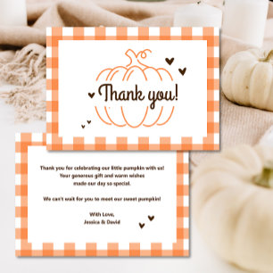 Pumpkin Gender Neutral Retro Baby Shower Thank You Card