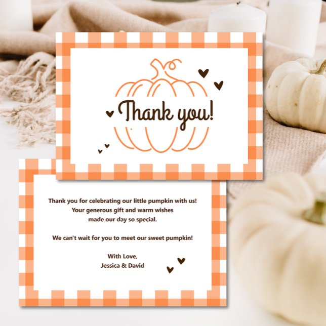 Pumpkin Gender Neutral Retro Baby Shower Thank You Card (Creator Uploaded)