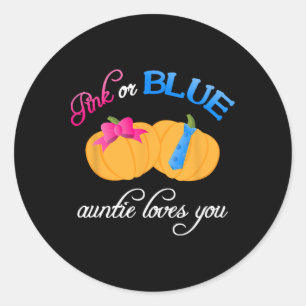 Pumpkin Gender Reveal Auntie Loves You Fall Themes Classic Round Sticker